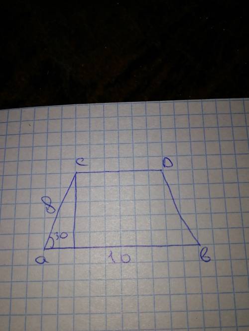 Дан параллелограмм abcd, ∠a-30° найдите площадь параллелограмма abcd если стороны параллелограмма ра