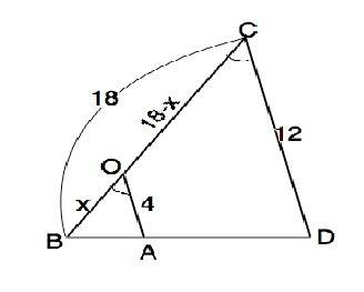 Втреугольнике bcd cd=12дм bc=18 на стороне bc выбрана точка о на стороне bd точка а так что ao парал