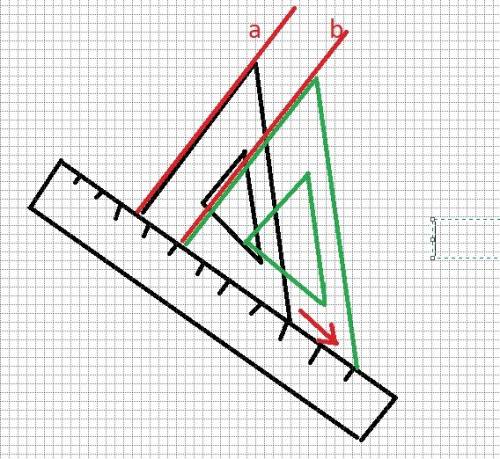 Начертите шесть параллельных друг другу прямых с треугольника и линейки