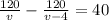 \frac{120}{v} - \frac{120}{v - 4} = 40