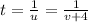 t = \frac{1}{u} = \frac{1}{v + 4}