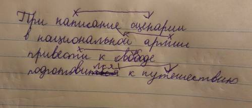 Найдите главное слово: при написании сценария; в национальной армии; к свободе; подготовился к путеш