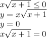 x\sqrt{x+1}\leq 0\\y=x\sqrt{x+1}\\y=0\\x\sqrt{x+1}=0