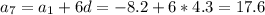 a_7=a_1+6d=-8.2+6*4.3=17.6