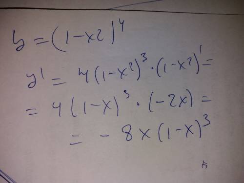 Найти производную функции y=(1-x^2)^4