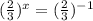 (\frac{2}{3})^{x} = (\frac{2}{3})^{-1}