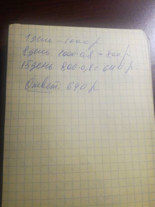 Впонедельник некоторый товар поступил в продажу по цене 1000 р. в соответствии с принятыми в магазин