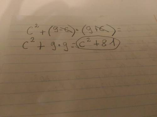 Выражение c (во второй степени) +(9-c)(9+c)