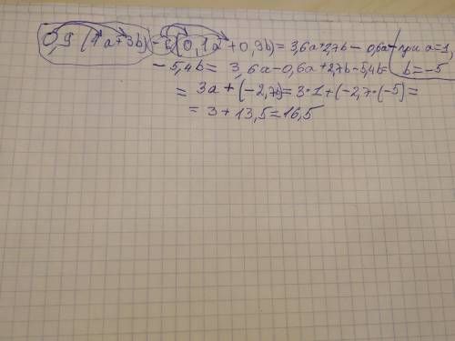 0,9(4a+3b)−6(0,1a+0,9b) при a=1,b=−5