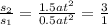 \frac{s_{2} }{s_{1} } = \frac{1.5at^2}{0.5at^2} = \frac{3}{1}