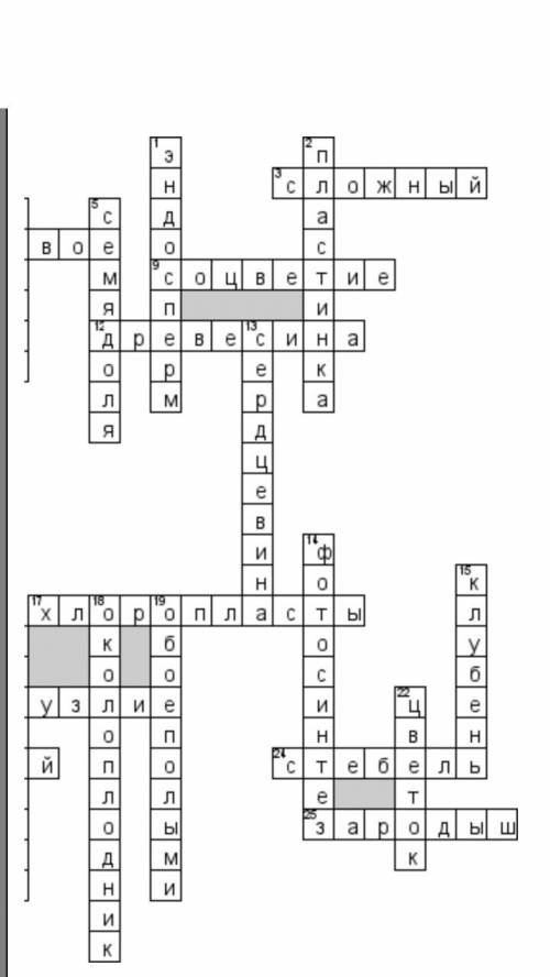 Составить кроссворд по биологии 7 класс 20 слов по теме органы растений ( с вопросами и ответами ) 3