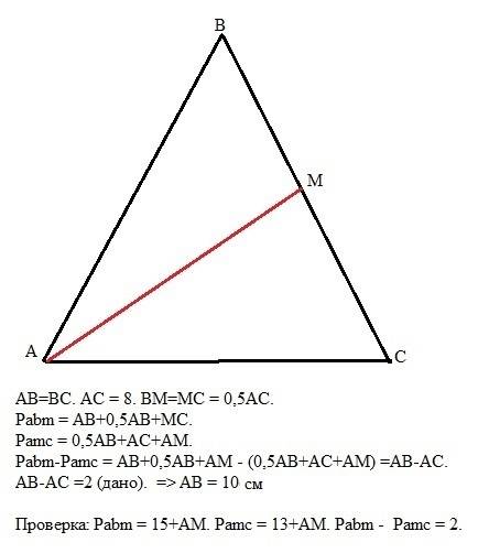 Основание равнобедренного треугольника равно 8 см медиана проведенная из вершины угла при основании