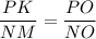 \dfrac{PK}{NM}=\dfrac{PO}{NO}