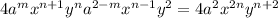 4a^{m}x^{n+1}y^{n}a^{2-m}x^{n-1}y^{2}=4a^{2}x^{2n}y^{n+2}