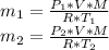 m_{1} =\frac{P_{1} *V*M}{R*T_{1} } \\m_{2} =\frac{P_{2}*V*M }{R*T_{2} }