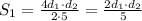 S_1=\frac{4d_1\cdot d_2}{2\cdot 5}=\frac{2d_1\cdot d_2}{5}