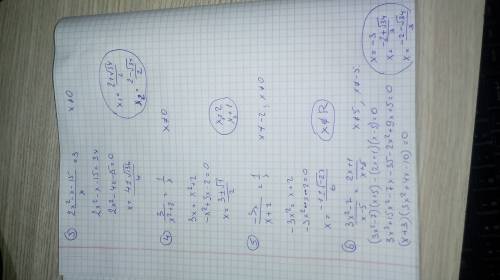 1) x-2/x+1=2x+1/x+25 2) x/x+9=2/x-7 3) 2x в квадрате -x -15/x=3 4) 3/x в квадрате +2 =1/x 5) -3x/x в