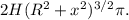 2H(R^2+x^2)^{3/2}\pi .