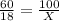 \frac{60}{18} = \frac{100}{ X}