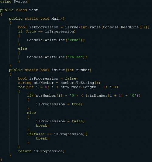 Решить по с#.проверить истинность высказывания: цифры данного трехзначного числа образуют возрастаю