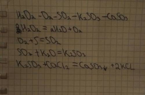 Составьте уравнение реакций по схеме h2o2-o2-so2-k2so3-caso3 нужно по цепочке