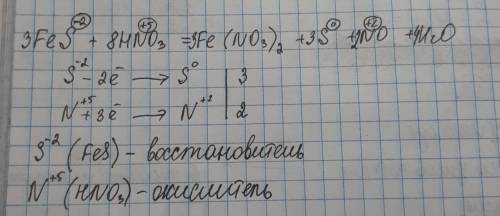 Электронный , подробно)fes+hno3=fe(no3)2+s+no+h2o