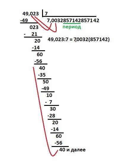 Как решить столбиком пример: 49.023 ÷ 9?