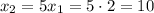 x_{2}=5x_{1}=5\cdot 2=10