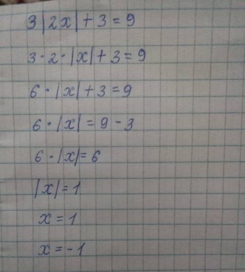 3|2x|+3= ответьте я сижу не могу решить