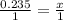 \frac{0.235}{1} = \frac{x}{1}