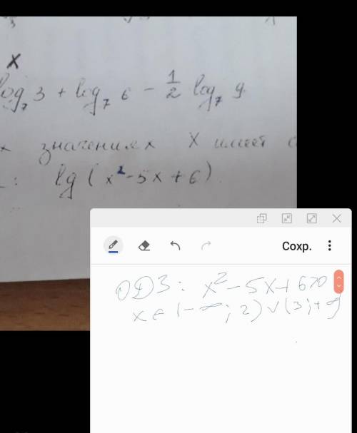 При каких значениях х имеет смысл выражения eg(x^2-5x+6)