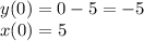 y(0)=0-5=-5\\x(0)=5