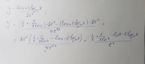  \frac{lnx + 5log_{4x} }{ {2e}^{x} } 