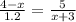 \frac{4 - x}{1.2} = \frac{5}{x + 3}