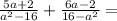 \frac{5a+2}{a^2 - 16} + \frac{6a-2}{16 - a^2} =