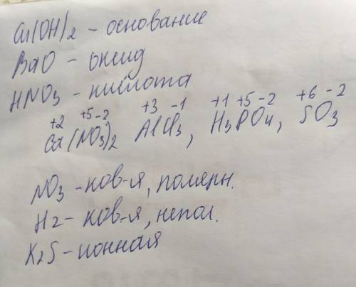 Распредилите вещества по классам : cu(oh)2,bao,hno3/ определите степень окисления в соединениях: ca(