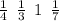 \frac{1}{4} \: \: \frac{1}{3} \: \: 1 \: \: \frac{1}{7}