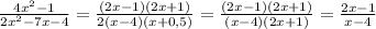 \frac{4x^{2}-1 }{2x^{2}-7x-4 }=\frac{(2x-1)(2x+1)}{2(x-4)(x+0,5)}=\frac{(2x-1)(2x+1)}{(x-4)(2x+1)}=\frac{2x-1}{x-4}