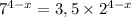 7^{4-x}=3,5\times2^{4-x}