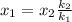 x_1 = x_2 \frac{k_2}{k_1}