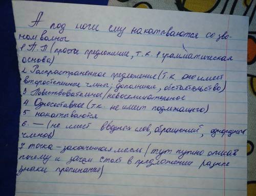 Синтаксический разбор предложения а под ноги ему накатываются со звоном волны ​