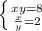 \left \{ {{xy=8} \atop {{x\over y}=2}} \right.