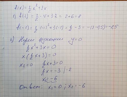 f(x) = \frac{1}{2}x {}^{2} + 3x