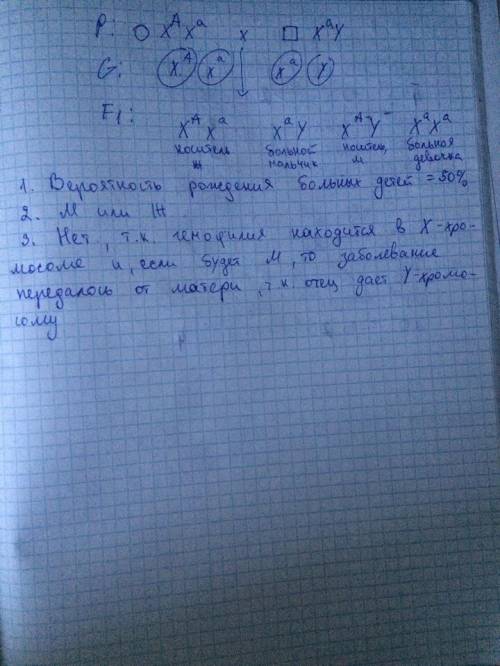 Биология. 9 класс.дано: мать носительница гемофилии. отец болен гемофилией. вопросы: 1. вероятность