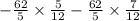 - \frac{62}{5} \times \frac{5}{12} - \frac{62}{5} \times \frac{7}{12}