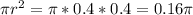 \pi r^2=\pi*0.4*0.4=0.16\pi