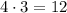 4\cdot 3=12