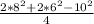 \frac{2*8^2 + 2*6^2 - 10^2}{4}