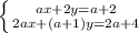 \left \{ {{ax+2y=a+2 \atop {2ax+(a+1)y=2a+4}} \right.