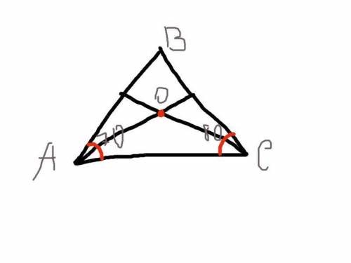 3. биссектрисы треугольника abc,проведенные из вершин а и с,пересекаются в точке 0. найдитеaoc, если